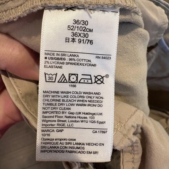 Gap Pants Mens 36x30 Khaki Straight Iconic Stretch Chino Classic Casual Spring - Picture 12 of 14
